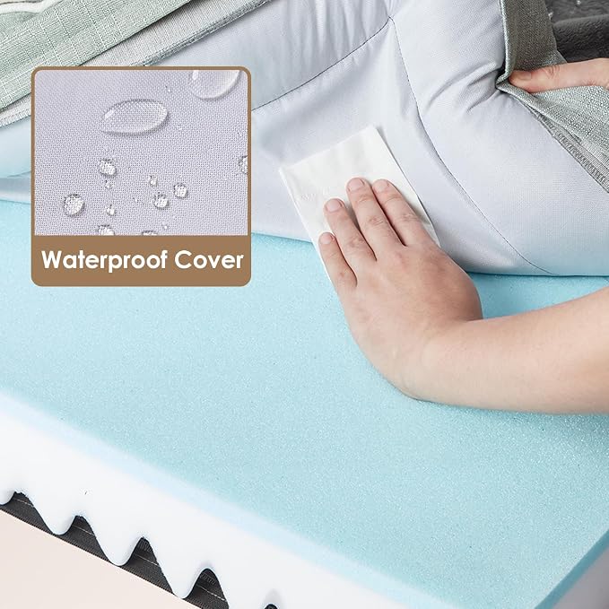 EHEYCIGA Orthopedic Dog Beds Large Sized Dog, Waterproof Washable Pet Bed | Non-Slip Bottom and Egg-Crate Memory Foam XL Dog Couch Bed with Washable Removable Cover, Greyish Green