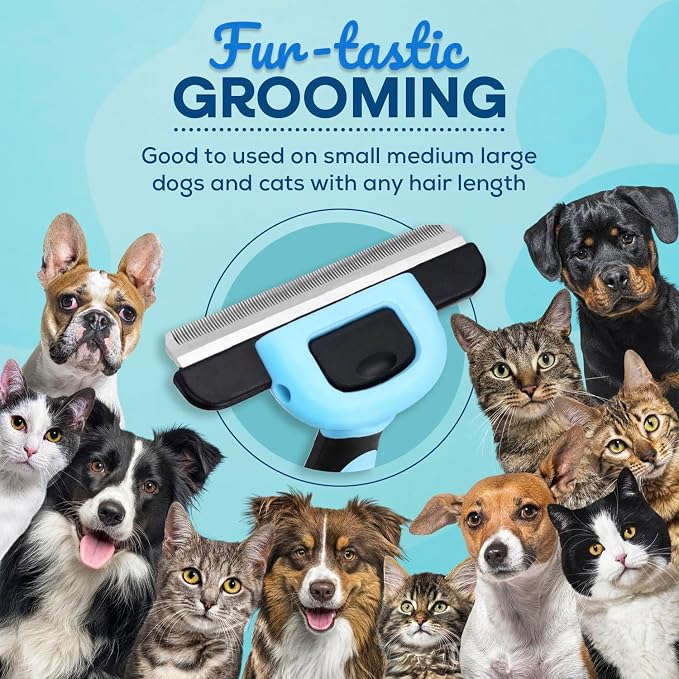 Sinko Deshedding Tool for Dogs & Cats, Pet Grooming Brush, Skin Friendly, Effectively Reduces Shedding by up to 95% for Short Medium Long Pet Hair (Blue)