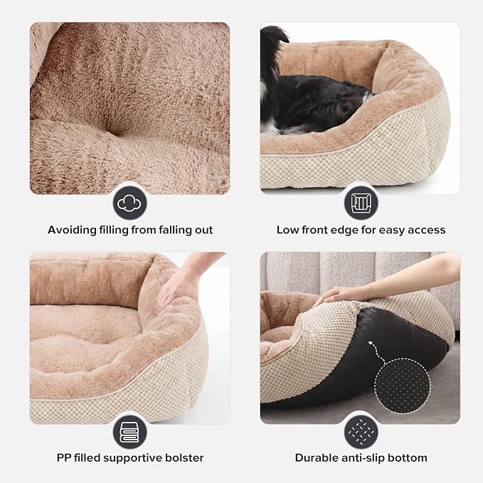 INVENHO Large Dog Bed, Washable Orthopedic Warming Soft Sleeping Durable with Anti-Slip Bottom