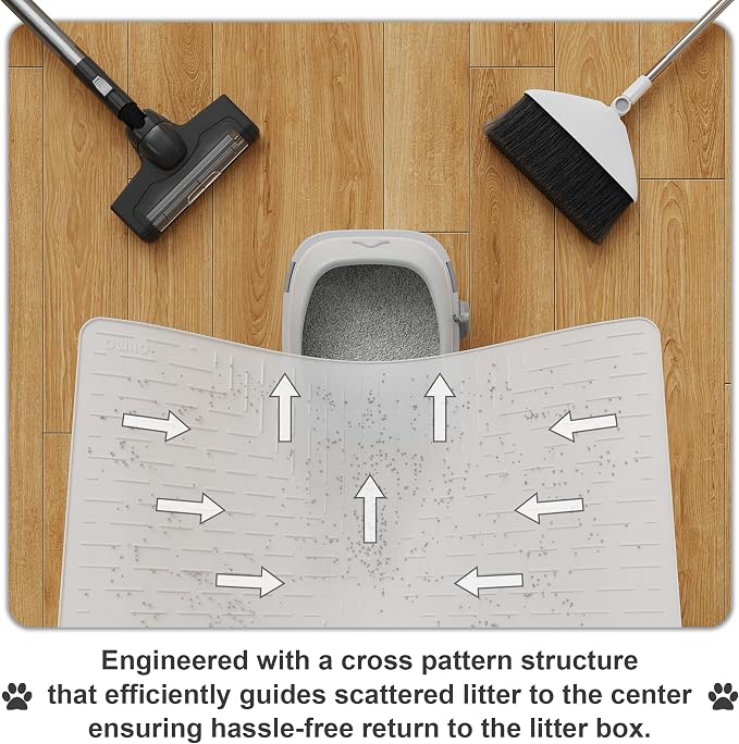 OHMO XXL Cat Litter Mat, 37.5x25.2 Semi Transparency, Premium Silicone Rubber, Waterproof & BPA-Free, Traps Litter, Easy to Clean, Keeps Floors Tidy