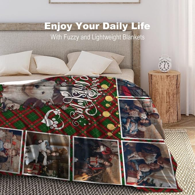 Artsadd Personalized Dog Blanket with Photos & Pet Name, Custom Dog Memorial Blanket and Throws for Remembrance, Customized Puppy Blanket, Dog Gifts for Pet Dog Lovers, Dog Mom Gifts for Women Xmas X