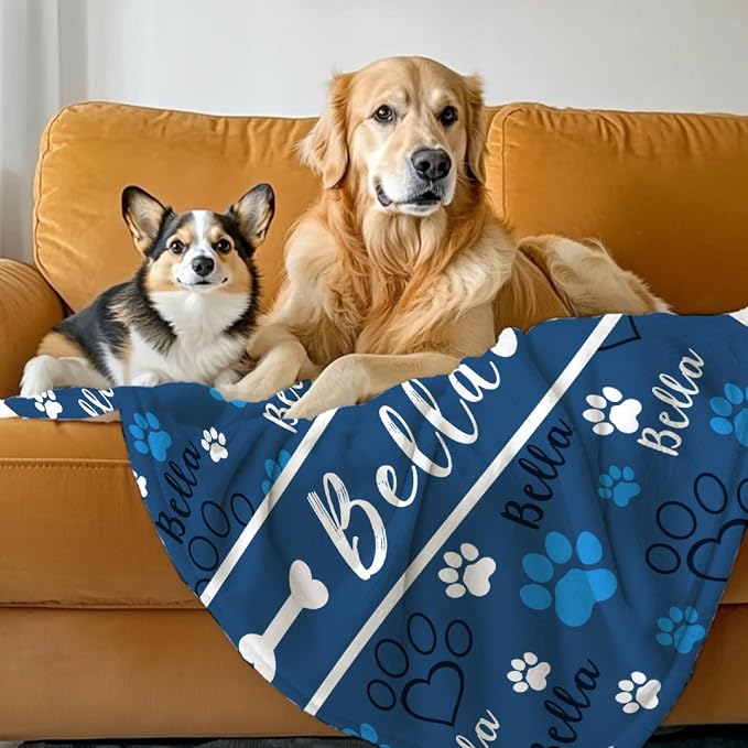 Custom Dog Blankets with Pictures, Personalized Name Blanket for Pets, Customized Pet Photo Throw,The Lightweight Blanket All-Season 40"x30"for Pet