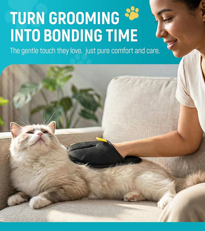 Pet Hair Removal Glove for Dogs & Cats - Upgraded Reusable Electrostatic Pet Hair Glove, Pet Hair Remover Tool for Laundry, Couch, Carpet & Car Seat, Gentle Grooming Mitt