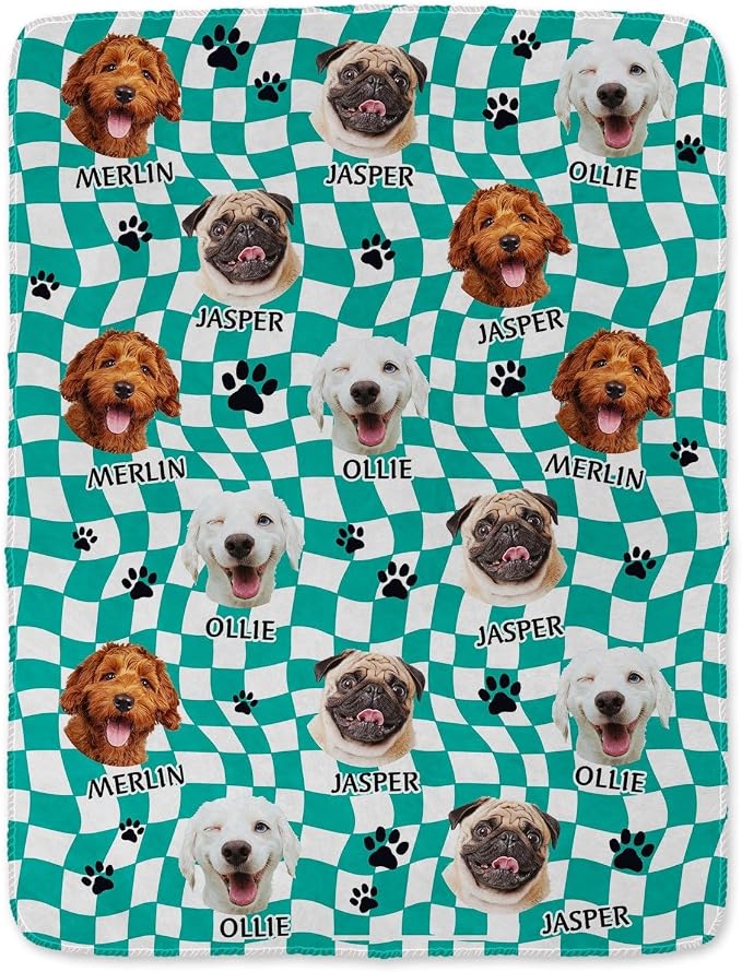Pamaheart Custom Dog Face Blankets, Personalized Pet Photo Blanket, Fleece Dog Blankets, Customized Photo Throws, Dogs Dad Gifts, Pet Lover Gifts, Memorial Gift /30