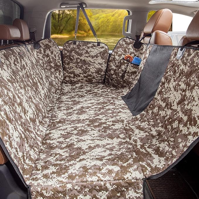 Dog Truck Seat Cover with Mesh Window 100% Waterproof Pet Seat Cover Durable Dog Truck Hammock Machine Washable X-Large Against Dirt and Dog Fur for Car and Large SUV, Trucks