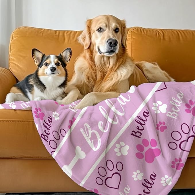 Custom Dog Blankets with Pictures, Personalized Name Blanket for Pets, Customized Pet Photo Throw,The Lightweight Blanket All-Season 40"x30"for Pet