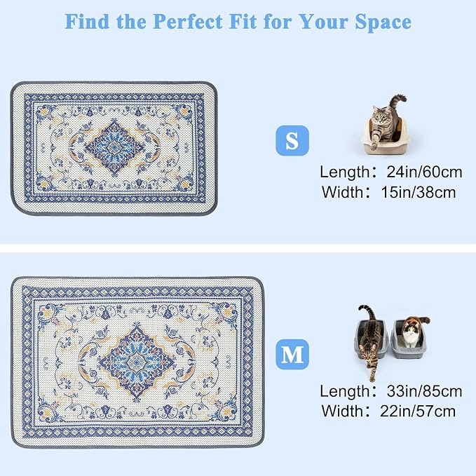 Unicorn Catcher 24"x15" Cat Litter Mat Machine Washable Litter Trapping Pad | Kitty Paw Friendly Padding With Breathable 3D Air Mesh Technology And A Non-Slip Base To Keep Home Floors Debris-Free