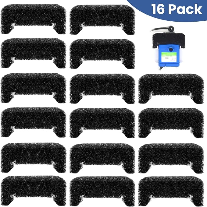 16 Pack Cat Water Fountain Sponge Filters, Replacement Foam Pre-Filter Sponges for 67oz/2L & 81oz/2.4L Pet Fountain (Pump Not Included)