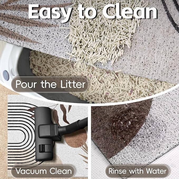 Cat Litter Mat Litter Trapping Mat, 24"x15" Waterproof Urine Proof Litter Box Mat Catcher Mat Non-Slip Washable for Kitty Kitten, Brown