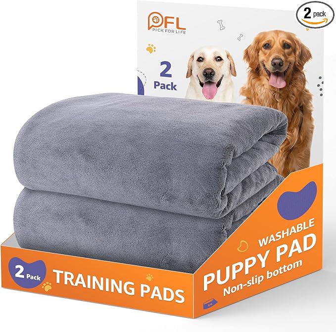 Washable Pee Pads for Dogs,2 Pack 48x48 Reusable Whelping Pads for Playpen | Waterproof, Absorbent, Leakproof,Dog Maat for Old Dog Incontinence, Potty Training, Order Control, Fast Dry