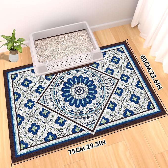 Extra Large Cat Litter Mat 30"x24",Heavy-Duty Litter Rug Catcher with Deep Textured Surface,Non-Slip Kitty Litter Mat Waterproof & Easy Clean, Ideal for Multiple Cats