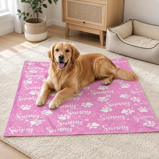 Personalized Dog Blanket, Customized Pet Blankets with Name Picture, Throw Blanket for Small Medium Large Dog Puppy Cat