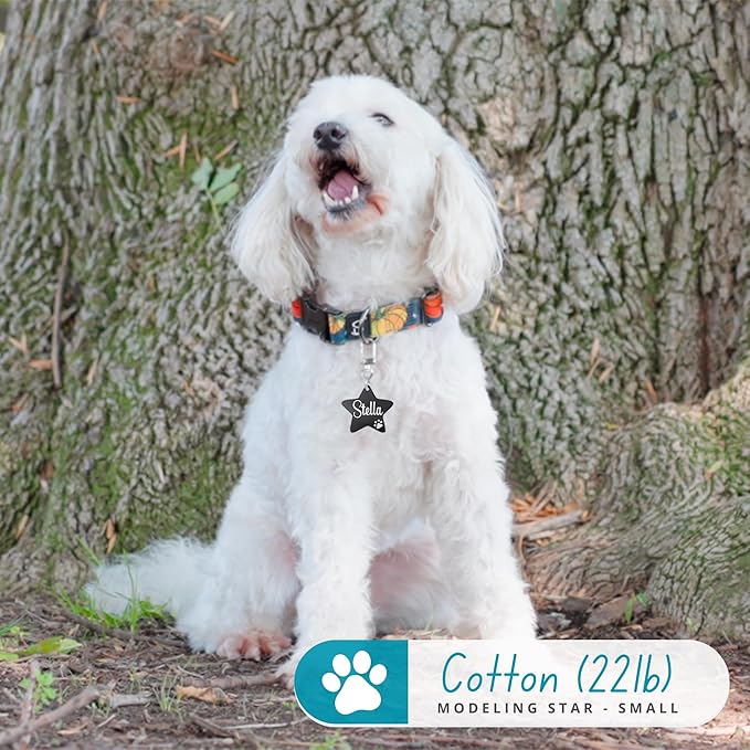 Ultra Joys Dog Tags Personalized for Pets - Hollow Paw Custom Pet ID Tag - Engraved Dog Tag for Small, Large Dogs - Small Star in Rose