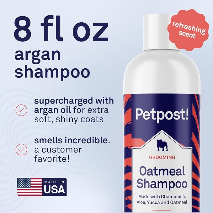 Petpost | Argan Shampoo for Dogs. Dog Shampoo with Argan Oil & Aloe. Moisturizes Dry Skin, Softens Coat, Restores Shine. 8 oz