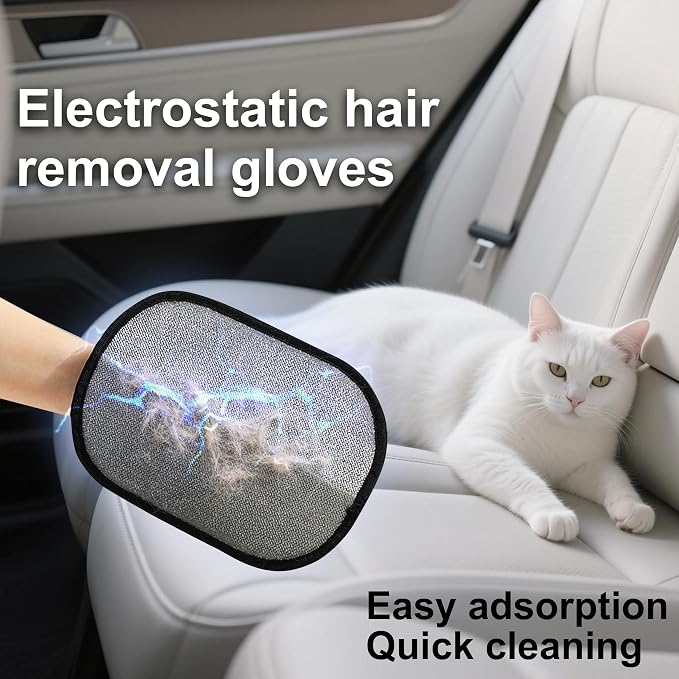3-Pack Magic Brush Pet Hair Removal Gloves with A Hair/Lint Removal Tool – Remove Cat/Dog Fur from Clothing, Furniture, Car Seats, Bedding & Carpet