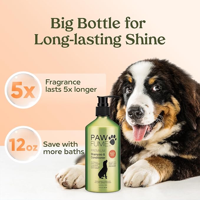 PAWFUME Deshedding Dog Shampoo and Conditioner, Show Dog, 4-Pack | Probiotic pH-balanced formula nourishes, detangles and deep cleans silky coats, salon-quality Shampoo for Dogs