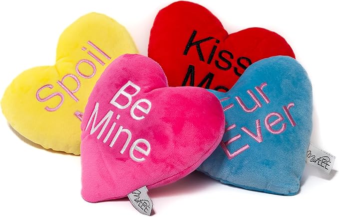 Midlee Candy Heart Valentine's Dog Toy- Set of 4 (Small)