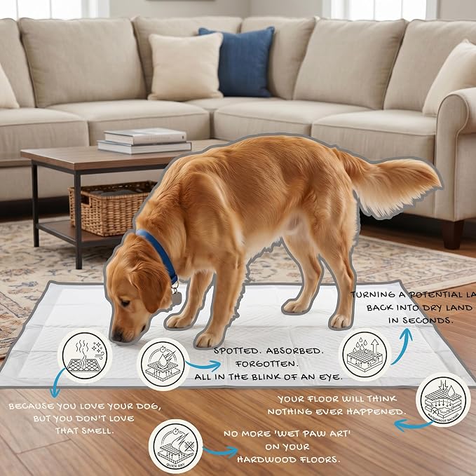 Quick-Drying & Super Absorbent Precious Puppy Pads, Leak-Proof & Unscented White Dog Pee Pads | Premium Potty Training Pads for Dogs (1, X-Large)