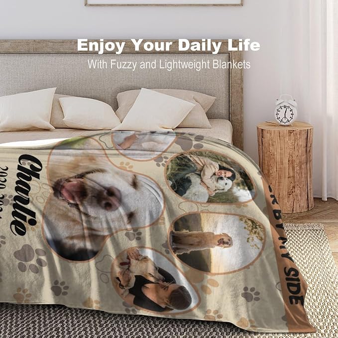 Personalized Dog Blankets with Photos Custom Dog Blanket with Pictures - Customized Pet Memorial Blanket Gifts for Loss of Dog, Loss of Pet Remembrance Gift, in Loving Memory Blanket for Dog Lover S