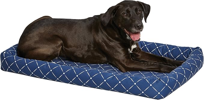 MidWest Homes for Pets 40242-BLD Quiet Time Couture Ashton Bolster Pet Bed, Large Dog/42, Blue