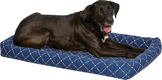 MidWest Homes for Pets 40242-BLD Quiet Time Couture Ashton Bolster Pet Bed, Large Dog/42, Blue