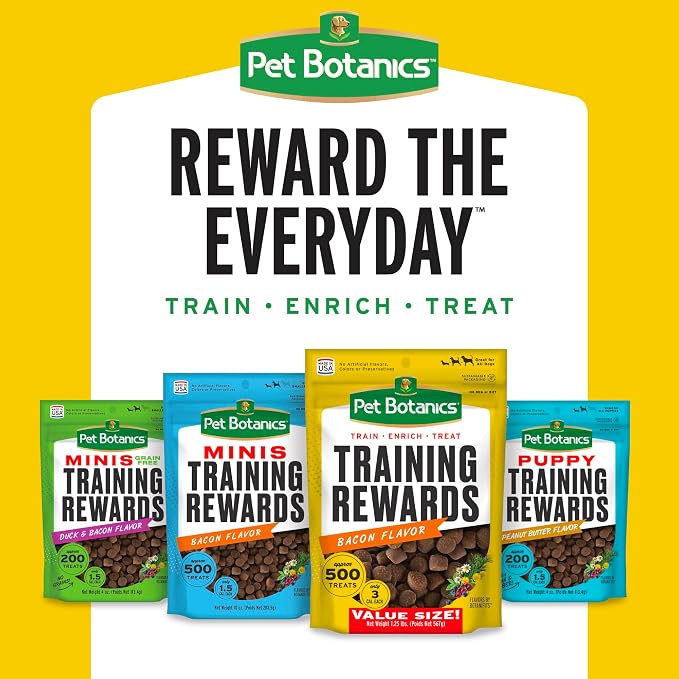 Pet Botanics 10 oz. Pouch Training Reward Mini Soft & Chewy, Beef Flavor, with 500 Treats Per Bag, The Choice of Top Trainers | High-Value Reward for Positive Reinforcement, Only 1.5 Calories Per Treat, 500 Treats Per Bag