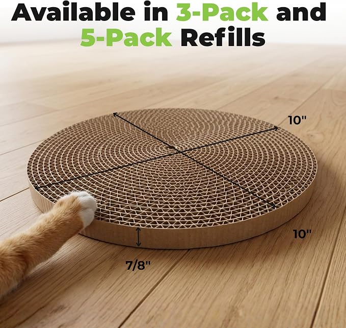 Best Pet Supplies Catify Cat Scratcher, Fun Interactive Scratchers, Posts, Poles, Claw Safe, Furniture Saver Indoor Play Support Natural Cat Behaviors Heavy Duty - Round(5 Pack)