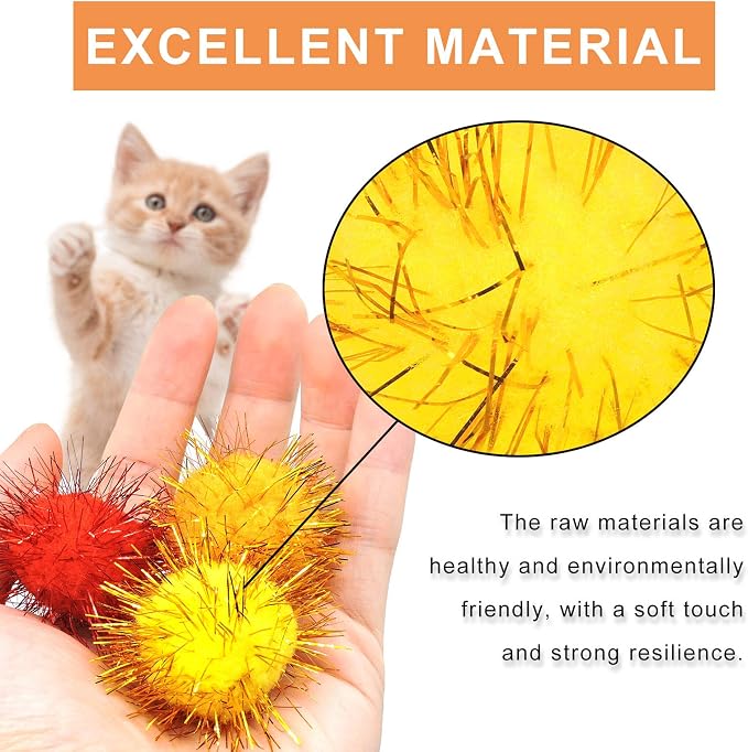 Andiker Cat Crinkle Balls, 2.36 Inches Colorful Cat Ball Chew and Chase Kitten Mylar Crinkle Balls Lightweight Cat Toys for Indoor Cats Kitten to Keep Fit and Active (100pc)