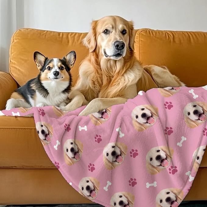 Custom Dog Blankets with Pictures, Personalized Name Blanket for Pets, Customized Pet Photo Throw,The Lightweight Blanket All-Season 40"x30"for Pet