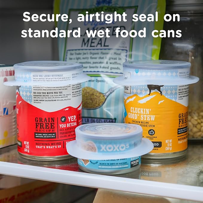 Stasher Pet Reusable Puppy Essentials Dog Food Can Lids, Cat Food Lids for Cans, Airtight Seal, Dog Travel Accessories, Food Grade Silicone Stretch Lids, Freezer & Dishwasher Safe, 3-Pack
