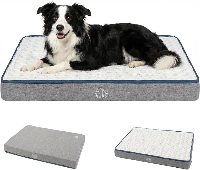 EMPSIGN Reversible Dog Bed Mat for Crate Washable Pet Bed for Dogs | Plush Canvas Dog Bed with Reversible Dual-Sided Cover fits Crates and Kennels, Machine Washable for Easy Cleaning.