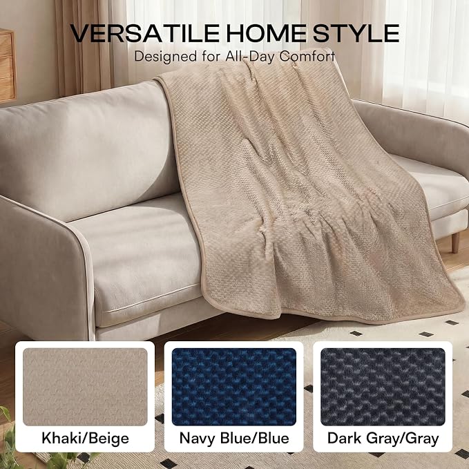 Luciphia Waterproof Blanket for Medium Large Dog Ultra-Soft & Calming Pet Throw Reversible Warm Fleece Durable Furniture Crate Couch Cover Protector Machine Washable Leakproof Beige M (57''x40'')