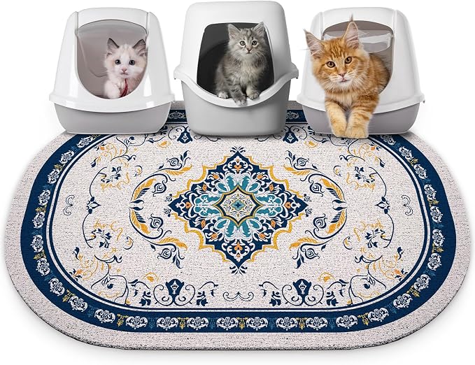Bienbee Cat Litter Mat, 40" x 30" Dense Trapping Mesh for Litter Boxes | Litter Box Mat with PVC Mesh, Waterproof &Urineproof, Non-Slip Grip, Soft On Kitty Paws and Easy to Clean to Protect Floor