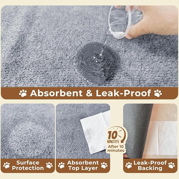 Dog Crate Mat, 24 in X 36 in Dog Playpen Mat Kennel Mat | Waterproof Non-Slip Reusable Washable Floor Protector Extra Large cages Puppy Pee Pad for Under Dogs Crate Light Grey