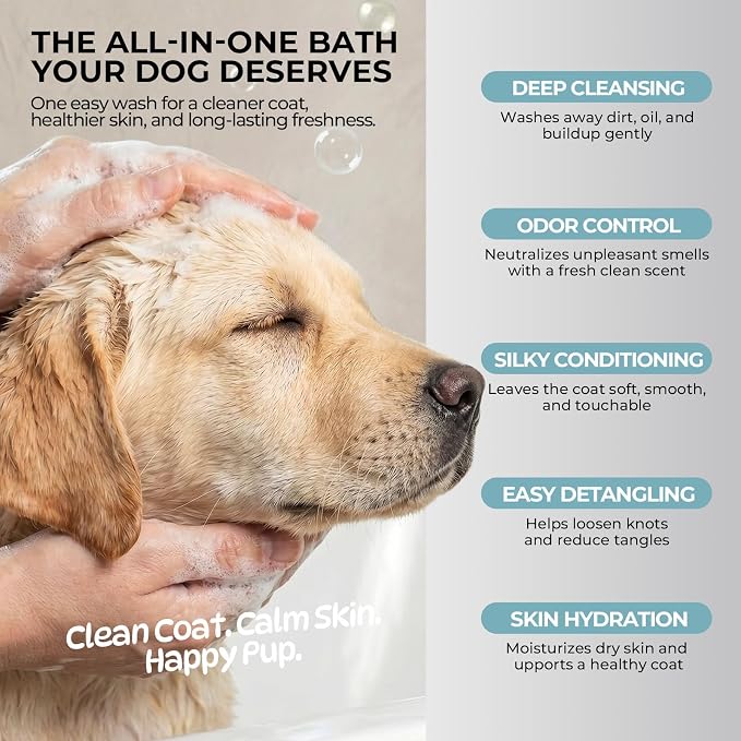 Probiotic Dog Shampoo and Conditioner, Sandalwood Blend, 17oz Each | Naturally Fresh, Supports Skin Barrier, Nourishes, Oil Control, Clean, Balanced Skin Microbiome, Moisturizing & Deodorizing