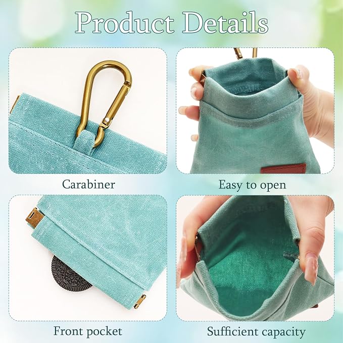Dog Treat Pouch Blue Green Pocket Sized Pet Training Pouch Training Pouch with Carabiner Buckle Auto Closing Dog Walking Bag Pet Feed Snack Reward for Pet Puppy Travel Outdoor Use