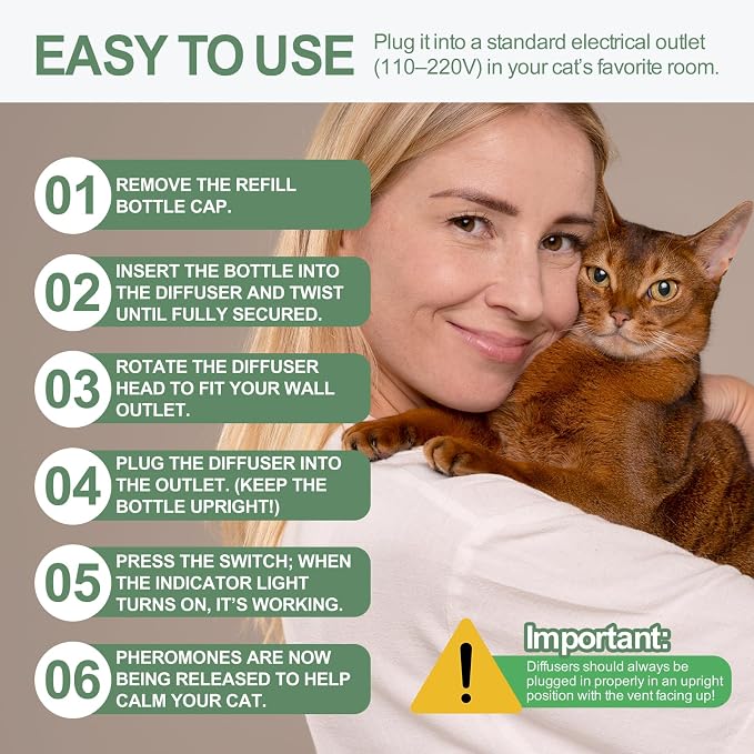 6-in-1 Cat Calming Diffuser Kit, 120 Day Supply, Safe Formula | Calming Pheromone Diffuser for Cats Reducing Fighting, Scratching, Urine, Aggression, Anxiety, Fireworks, Vet Visits, Travel