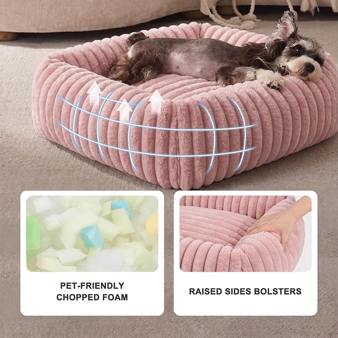 FURTIME Dog Bed for Small Dogs, Washable Orthopedic Dog Bed with Removable Cover, Rectangle Soft Calming Sleeping Puppy Bed Durable Pet Cuddler with Anti-Slip Bottom
