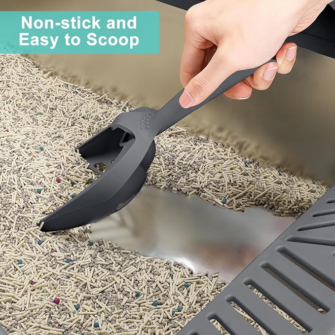 AIPERRO Stainless Steel Litter Box | XL Metal Cat Litter Boxs with Lid | High Sided Litter Box for Big Cats | Anti-Urine Leakage | Non-Stick, Easy to Clean & Odor‑Resistant with Cat Litter Scoop