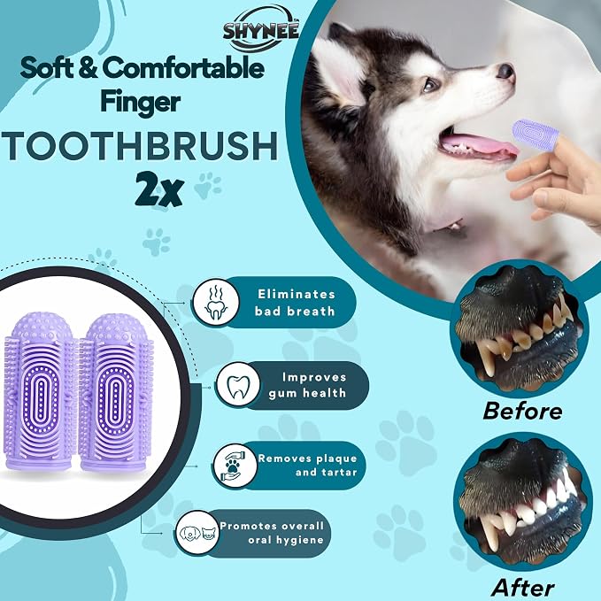 8PCs Dog Grooming Kit - Dog Shampoo Brush | Washing Gloves | Adjustable Dog Bath Brush | Dog Paw Cleaner | 2X Toothbrush | Dog Scrubber For Bath & Massage - Grooming & Bath Supplies for Dogs and Cats