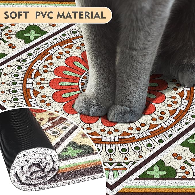 Jumbo Cat Litter Mat Catcher 35"x24" | Ultra-Absorbent Litter Box Rug with PVC Mesh | Non-Slip Cat Rug for litter box, Washable Kitty Litter Mat For Indoor,Garden