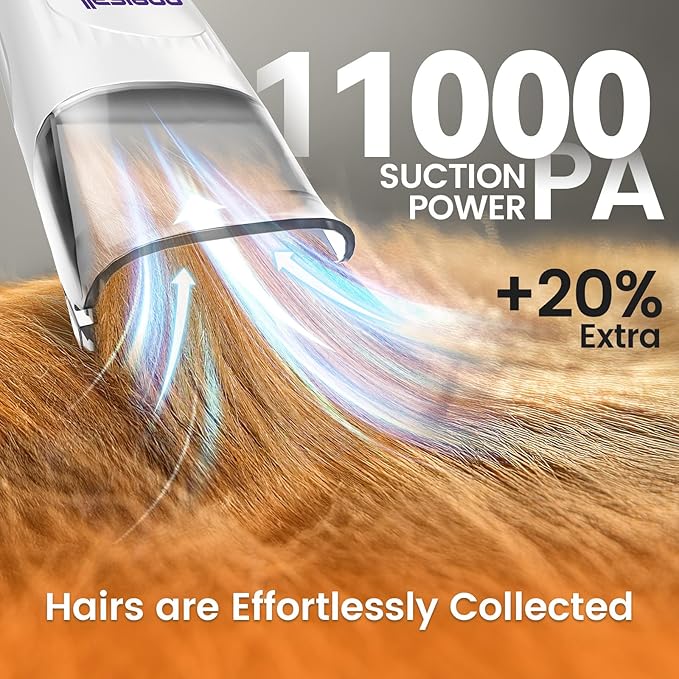 oneisall Dog Grooming Vacuum, Pet Grooming Vacuum with Clipper Nail Grinder, 1.5L Dust Cup Dog deshedding Brush with 7 Tools for Shedding Pet Hair, Home Cleaning (Grey) | 11kPa Strong Suction, 59dB Low Noise,Clipper & Nail Grinder Included, 7-in-1 Groo...