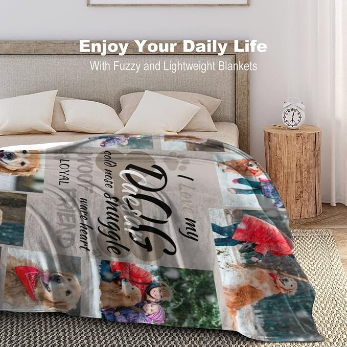 Artsadd Personalized Blanket with Picture in Memory of Dog Custom Photo Blanket Memorial Pet Loss Sympathy Gift
