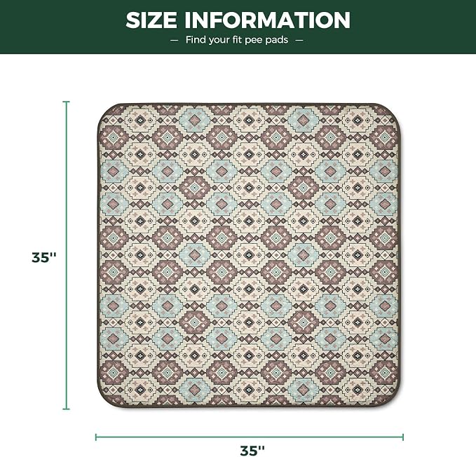 FXW Washable Pee Pads for Dogs, Super Absorbent, 35" Square, 2 Packs | Machine washable, Non-slip backing