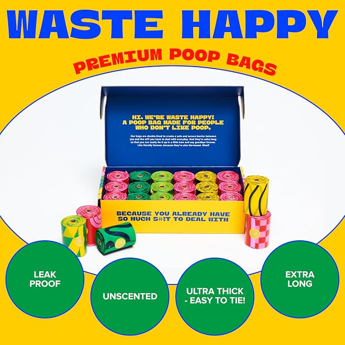 Dog Poop Bags Rolls 270 Count (18 Rolls) - 14" Long, Ultra-Thick, up to 300% Stronger Unscented Poop Bags for Dogs - Leak Proof Pet Waste Bags with 30% Plant-Derived Materials