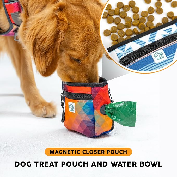 Embark Dog Treat Pouch - Waterproof Training Bag & Portable Water Bowl | Leakproof Treat Bag with Hook, Magnetic Closure, Extra Pocket for Phone & Keys with Poop Bag Outlet For Dogs - Black