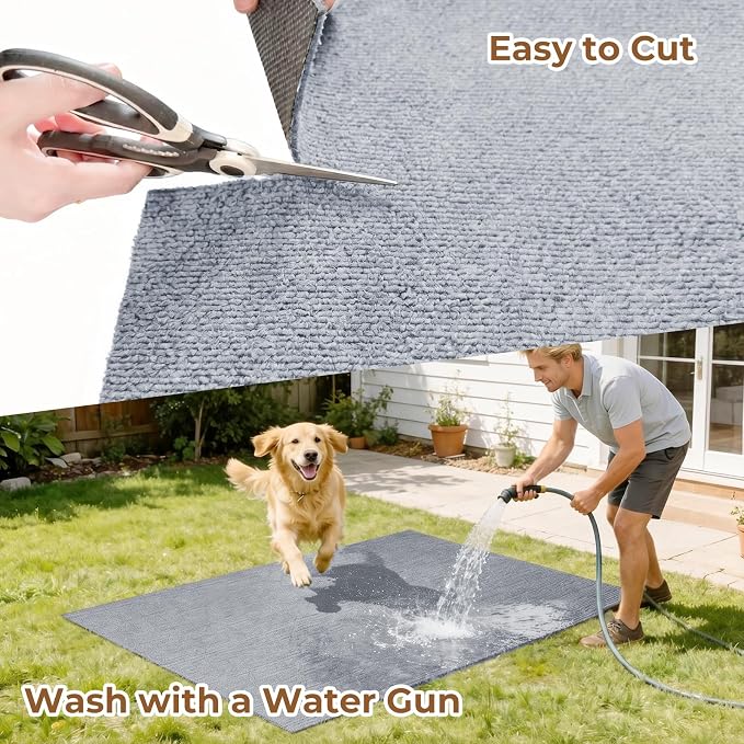 Dog Crate Mat, 24 in X 36 in Dog Playpen Mat Kennel Mat | Waterproof Non-Slip Reusable Washable Floor Protector Extra Large cages Puppy Pee Pad for Under Dogs Crate Light Grey