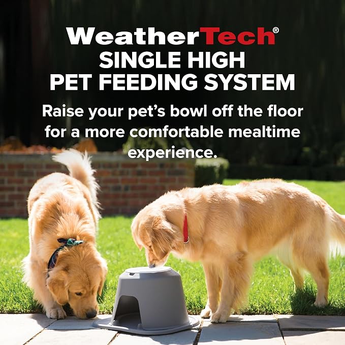 WeatherTech Single High Pet Feeding System w/Plastic Dog/Cat Bowls - 4" High Stand Dark Grey (PSH1604DGDG)