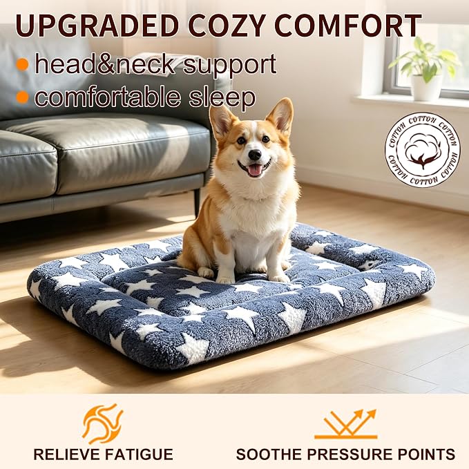 Dog Bed Mat, Reversible Crate Pad & Cute Dog Bed - Machine Washable Kennel Mat with Ultra Soft for Medium Dogs