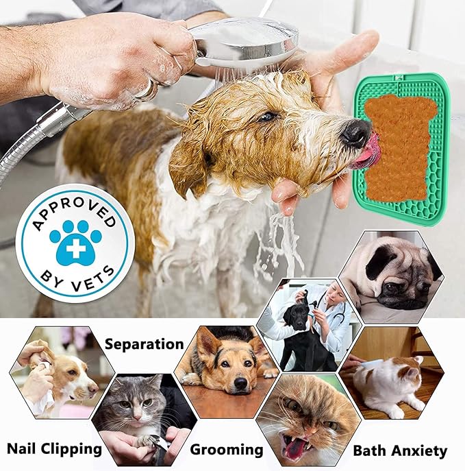 Dog Licking Mat, 3 Pcs Large Licking Mat for Dogs with Suction for Anxiety, Peanut Butter Dog Licking Mat Slow Feeder Dispensing Treater Lick Pad for Dogs Cats Grooming Bathing and Training